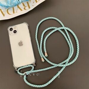 Apple iPhone 13 Pro Clear Soft Phone Case with crossbody adjustable Strap